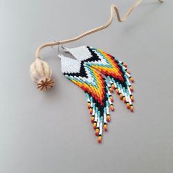 kolczyki indiańskie,długie,kolorowe - Kolczyki - Biżuteria
