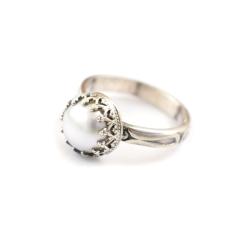 pierścionek,retro,perła,biała,romantyczny - Pierścionki - Biżuteria