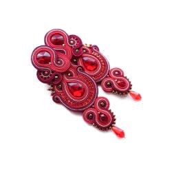 kolczyki soutache,czerwone kolczyki kolczyki - Kolczyki - Biżuteria