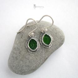 kolczyki srebrne,zielone kamienie - Kolczyki - Biżuteria