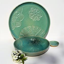 ceramika hand made,patera,misa z koronką - Ceramika i szkło - Wyposażenie wnętrz