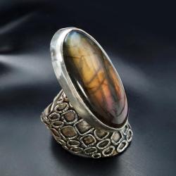 srebrny regulowany pierścionek z labradorytem - Pierścionki - Biżuteria