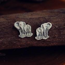 sztyfty ze słoniami,srebrne kolczyki ze słoniem - Kolczyki - Biżuteria