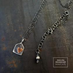 srebro,domek,serce,minimalizm - Naszyjniki - Biżuteria