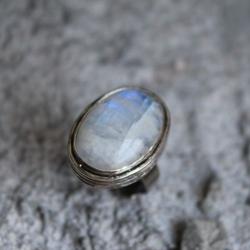 pierścionek kamień księżycowy srebro - Pierścionki - Biżuteria
