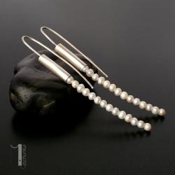 kolczyki srebrne,perły,metaloplastyka,srebro - Kolczyki - Biżuteria