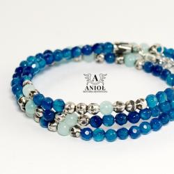 bransoleta z niebieskich agatów - Bransoletki - Biżuteria