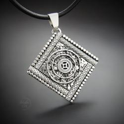 srebrny,talizman,etniczny,geometryczny - Naszyjniki - Biżuteria