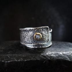 srebro,diament,surowy - Pierścionki - Biżuteria
