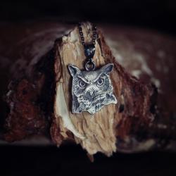 wisiorek sowa ze srebra,głowa sowy wisior - Wisiory - Biżuteria