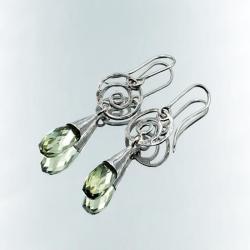 Srebrne kolczyki z zielonym ametystem - Kolczyki - Biżuteria