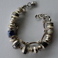 bransoletka,srebro,lapis lazuli,labradoryt - Bransoletki - Biżuteria