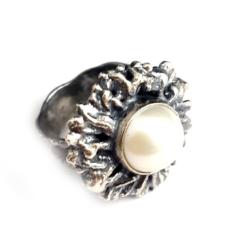 perła,srebrny,szarości,topaz,królewski,pearl,retro - Pierścionki - Biżuteria