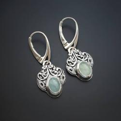 srebrne,kolczyki,wiszące,z akwamarynem - Kolczyki - Biżuteria