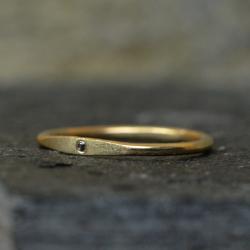 minimalistyczny,złoty pierścionek z diamentem - Pierścionki - Biżuteria