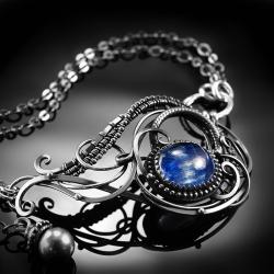 srebrna,bransoletka,wire-wrapping,kianit,niebieska - Bransoletki - Biżuteria