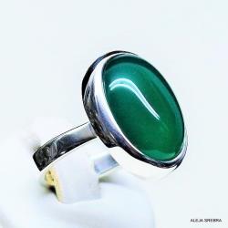 pierścionek z zielonym onyksem,srebro,biżuteria - Pierścionki - Biżuteria
