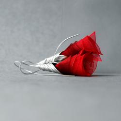 czerwone kolczyki kwiaty,polerowane kolczyki - Kolczyki - Biżuteria