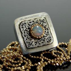 srebro,srebro złocone,opal,wisior - Naszyjniki - Biżuteria