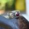 Pierścionki pierścionek,rubin,obrączka,liście,leśna,srebrny