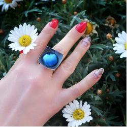 biżuteria tytanowa,niebieski pierścionek - Pierścionki - Biżuteria
