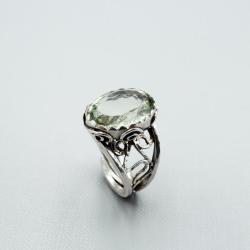 Srebrny pierścionek,regulowany,fasetowany ametyst - Pierścionki - Biżuteria