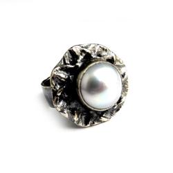 perła,blask,retro,dama,romantyczny,srebrny,babciny - Pierścionki - Biżuteria