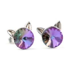 kolczyki z jasnofioletowymi kotami duze - Kolczyki - Biżuteria