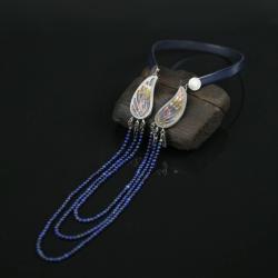 etniczny naszyjnik z lapis lazuli,ekskluzywny - Naszyjniki - Biżuteria