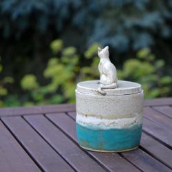 pojemnik spożywczy,z kotem,ceramika artystyczna - Ceramika i szkło - Wyposażenie wnętrz