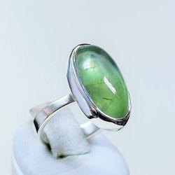 pierścionek z prehnitem,srebro,zielony kamień,biż - Pierścionki - Biżuteria