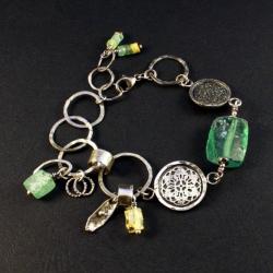 srebrna bransoleta ze szkłem afgańskim - Bransoletki - Biżuteria