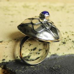 srebro,pierścionek,etno,lapis lazuli,kaboszon - Pierścionki - Biżuteria