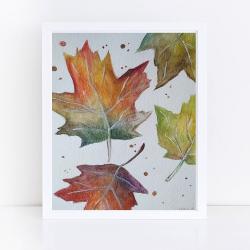 akwarela,liście,jesień - Obrazy - Wyposażenie wnętrz