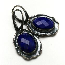 lapis lazuli,srebro,srebrne,koblat,lapis,retro, - Kolczyki - Biżuteria
