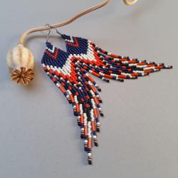 kolczyki indiańskie,z frędzlami,długie - Kolczyki - Biżuteria