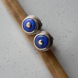 kolczyki z lapisem lazuli,srebro oksydowane, - Kolczyki - Biżuteria
