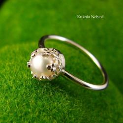nehesi,pierścień,pierscionek,srebrny,perłą - Pierścionki - Biżuteria