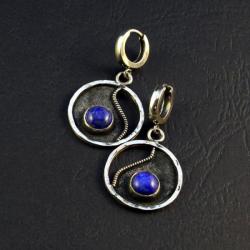 srebrne kolczyki z lapis lazuli - Kolczyki - Biżuteria