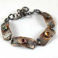 srebrna bransoleta z turmalinami - Bransoletki - Biżuteria