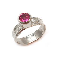 stylowypierścionek z pink topazem,srebro,róż - Pierścionki - Biżuteria