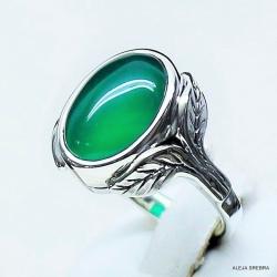 pierścionek z zielonym onyksem,srebro,biżuteria - Pierścionki - Biżuteria