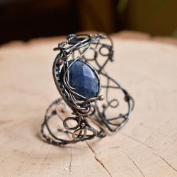 bransoletka z miedzi,duża bransoleta,lapis lazuli - Bransoletki - Biżuteria