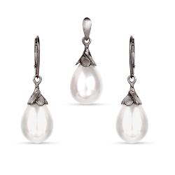 komplet ze srebra z perłłami,elegancki - Komplety - Biżuteria