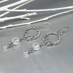 kolczyki,kwarc,wiszące,wire wrapping,ślub - Kolczyki - Biżuteria