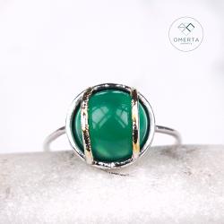 omerta_jewelry,zielony onyks,srebro,pierścionek - Pierścionki - Biżuteria
