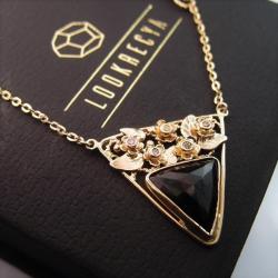 złoty naszyjnik z turmalinem i diamentami - Naszyjniki - Biżuteria