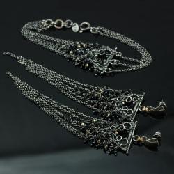 wire-wrraping,karnawał,srebro,spinel,komplet - Kolczyki - Biżuteria