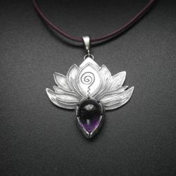 kwiat lotosu,wisiorek,lotos,biżuteria srebrna, - Wisiory - Biżuteria