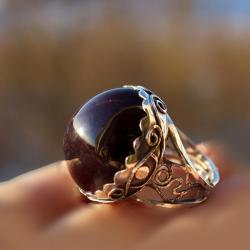 srebrny pierścień z granatem gwiaździstym - Pierścionki - Biżuteria